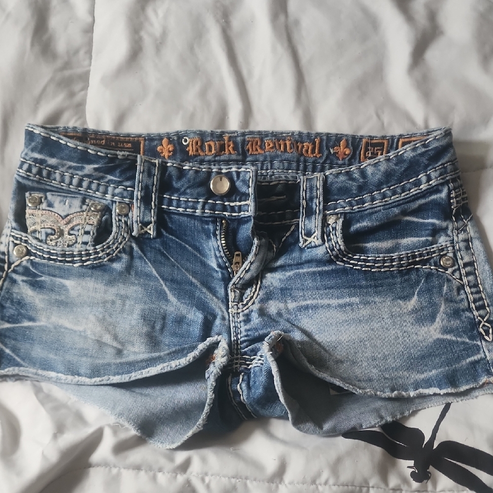 Rock Revival Blue Jean Shorts Distressed Cut-Off
